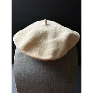 Vintage Womens Wool Cap Hat Beige Beanie Beret Unisex Tam City Mod Outdoor Retro